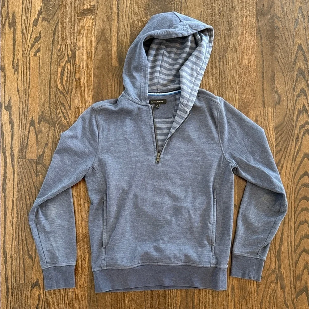 Men's Banana Republic Blue Half-Zip Hoodie Sweater Small